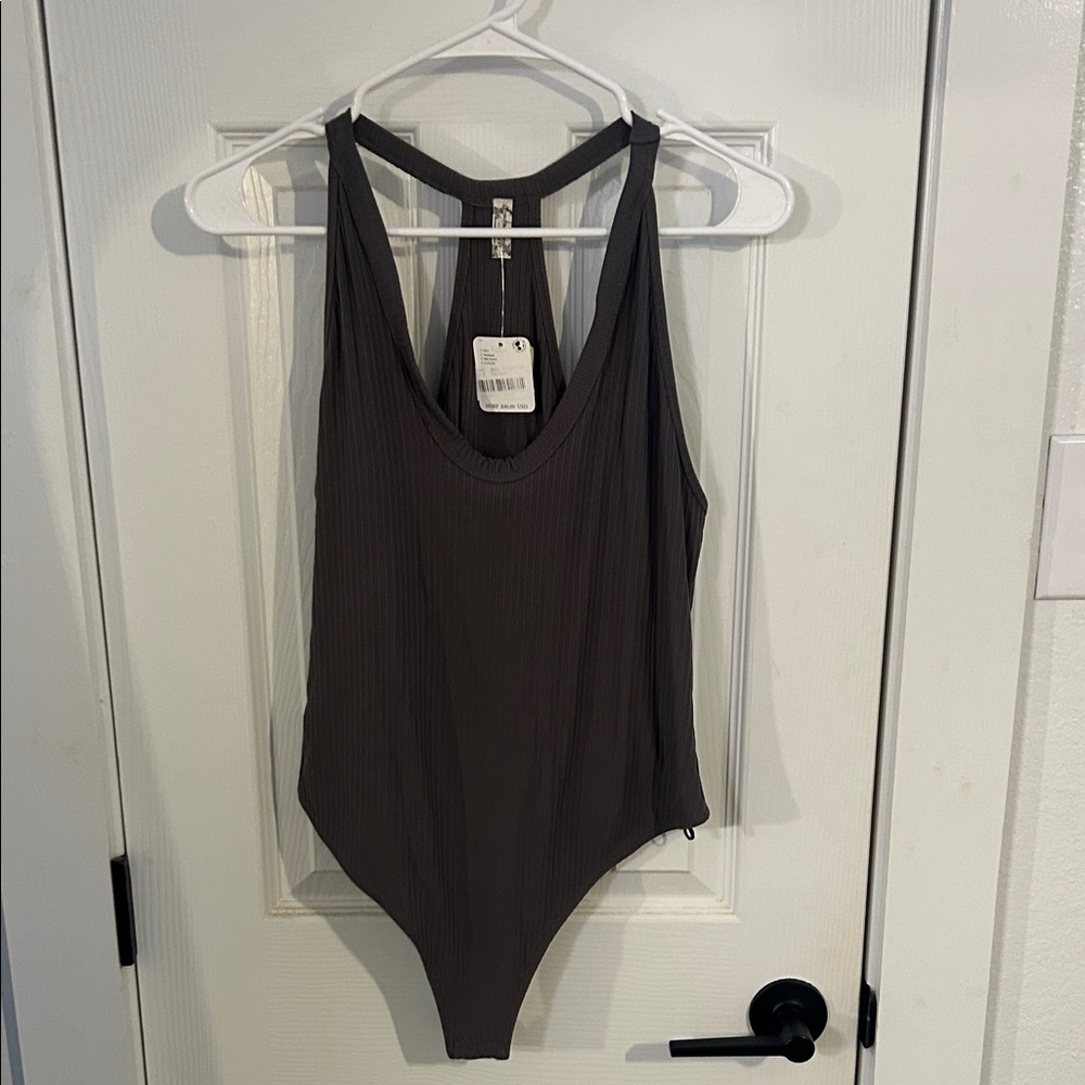 Free People Charcoal Sleeveless Bodysuit